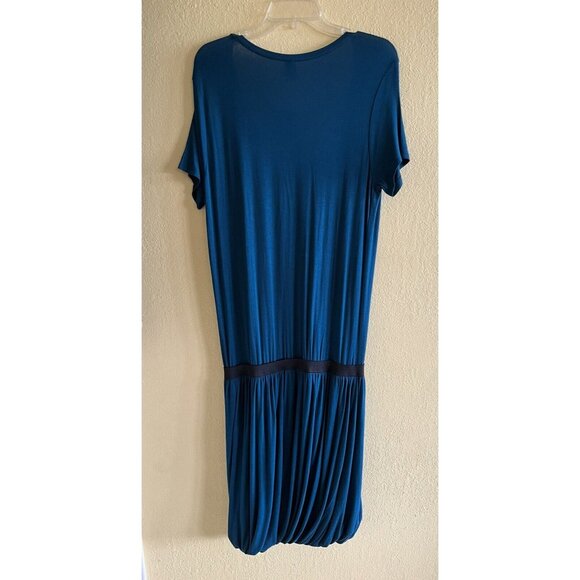 Peruvian Connection Size Large Drop Waist Viridian Teal Twist Green Bubble Hem - Picture 3 of 8